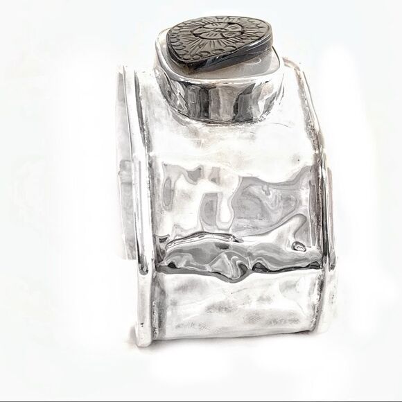 Vtg Red Envelope hammered silver mop bracelet - Picture 11 of 14